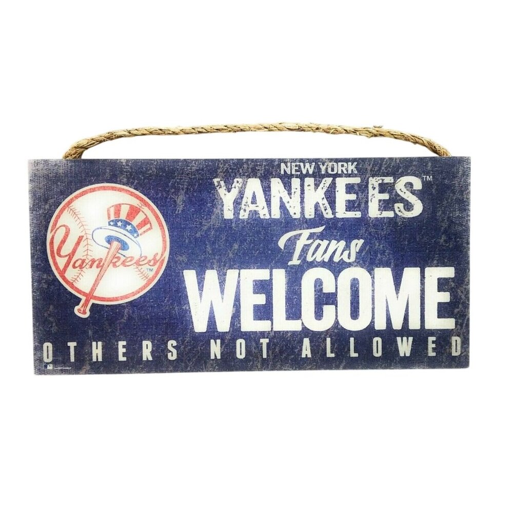 MLB New York Yankees Fans Welcome Sign With Rope Hanger Man Cave Gift